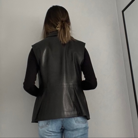 EUC BEBE BLACK LAMBSKIN LEATHER VEST - Picture 3 of 7